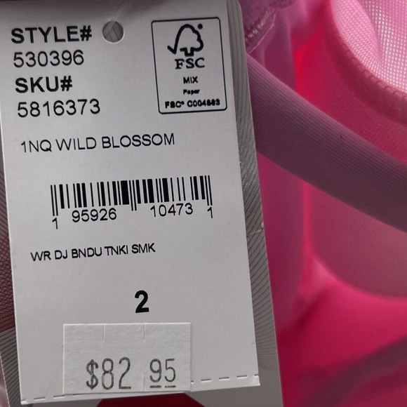 Draper James x Lands End Tankini Swimsuit Top Womens Sz 2 Pink Smocked Tie NEW - Picture 8 of 8